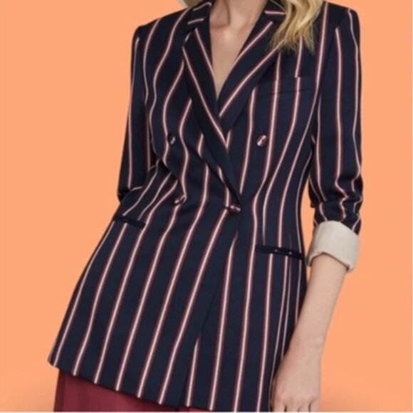 BCBGMaxAzria Pin Striped Long Blazer - size XL - Picture 1 of 4